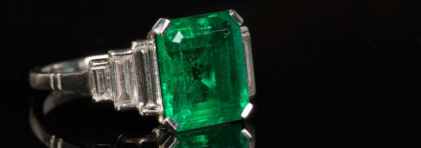 A platinum, emerald and diamond ring circa 1950s Hammer price: £5,000